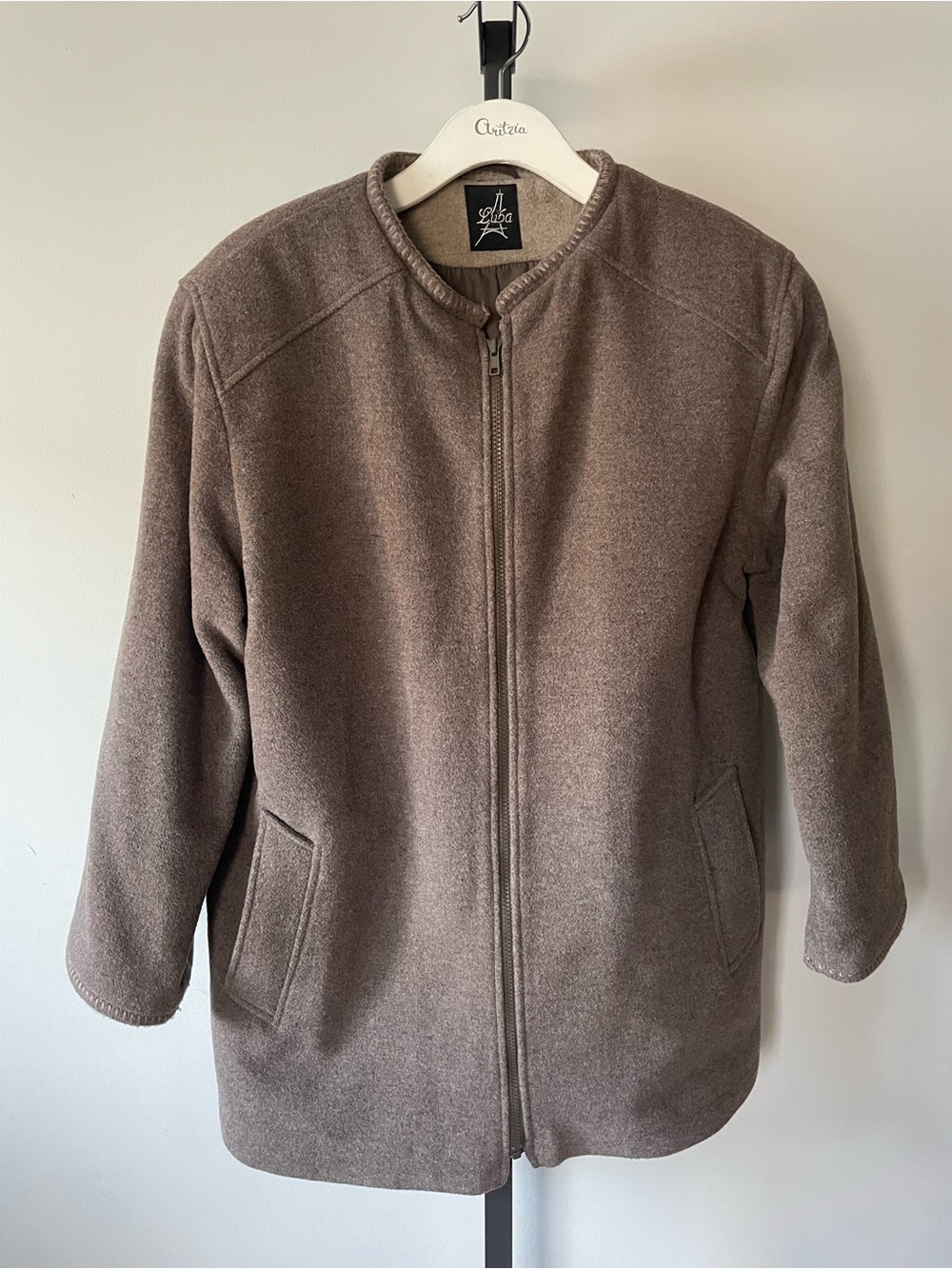 90s Vintage Luba Paris Brown Wool Blend Zip Front Jacket
